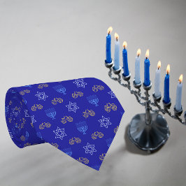 Hanukkah Gold Dreidel Star von David Menorah Blue Krawatte
