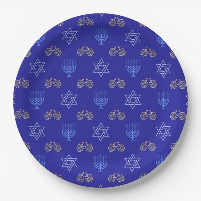 Hanukkah Gold Dreidel Star von David Menorah Pappteller (Vorderseite)