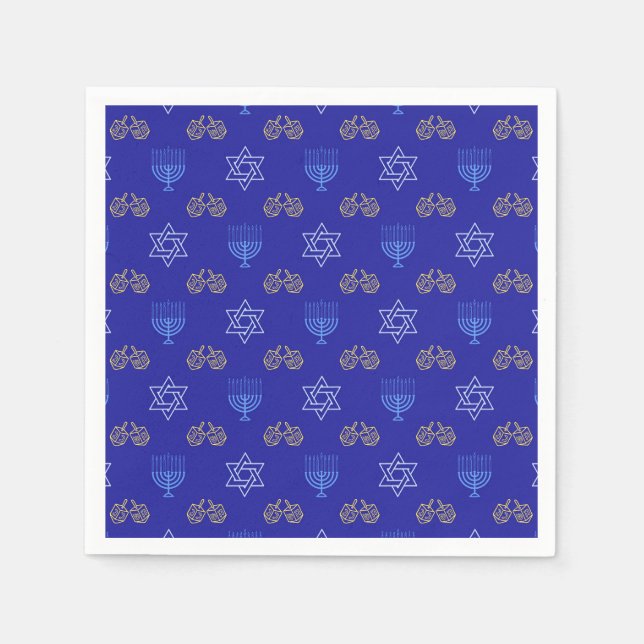 Hanukkah Gold Dreidel Star von David Menorah Serviette (Vorderseite)
