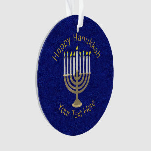 Hanukkah Gold Menorah Elegant Chrismukkah Ornament