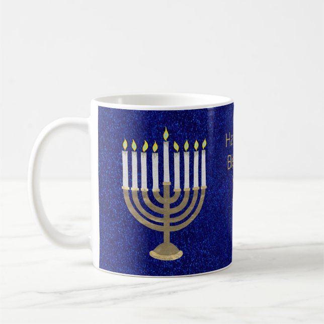 Hanukkah Gold Menorah Geschenk oder Ferienküche Kaffeetasse (Links)