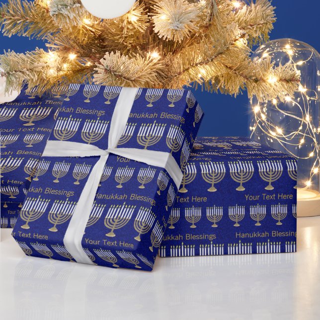 Hanukkah Gold Menorah Muster personalisieren dies Geschenkpapier (Feiertage)