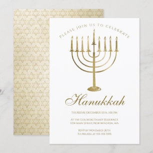 Hanukkah Gold Menorah Star der David Celebration Einladung