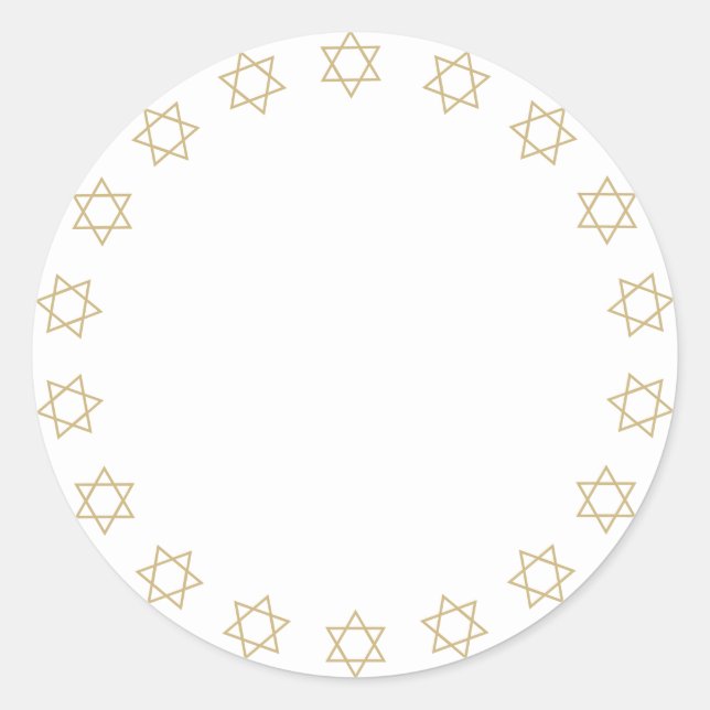 Hanukkah Gold weiße Sterne David Grenze leere Runder Aufkleber (Vorderseite)