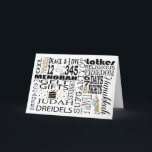 Hanukkah Grußkarte Chanukah Worte Feiertagskarte<br><div class="desc">"Chanukah Words" Hanukkah Grußkarte mit Umschlag. Um diese Karte zu personalisieren, löschen Sie einfach den Text "Peace & Liebe" und fügen Sie Ihre eigenen Wörter hinzu. Wählen Sie Ihren bevorzugten Schriftart Stil, Farbe, Größe und Wortlaut. Ändern Sie den Text zu Ihrem Geschmack in der Karte! Danke, dass ihr angehalten und...</div>