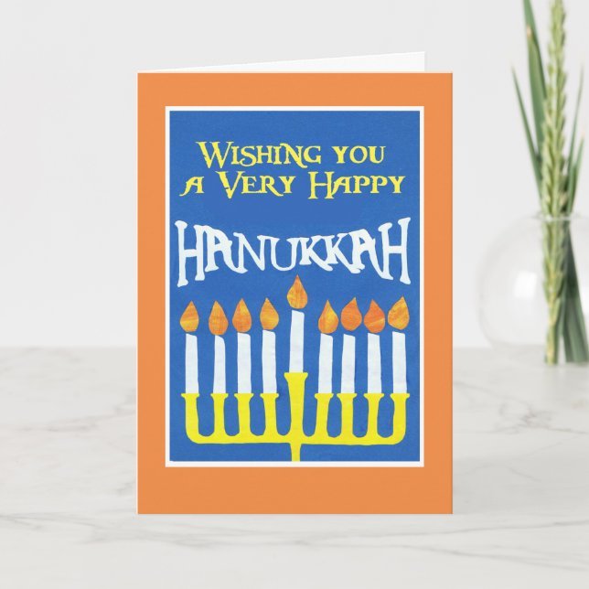 Hanukkah Grußkarte mit Menorah Feiertagskarte (Vorderseite)
