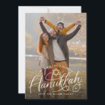 Hanukkah Hand Lettern Foto Feiertagskarte<br><div class="desc">Anpassen mit Ihrem Namen,  Jahr,  fügen Sie mehr Text und Fotos auf der Rückseite. Original Handschrift von Becky Nimoy</div>