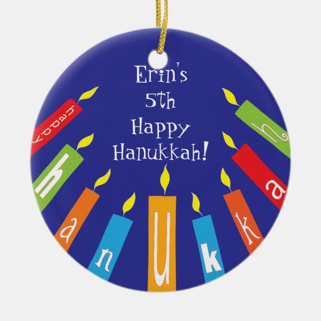 Hanukkah Happy Colorful Candles Ornament (Vorne)