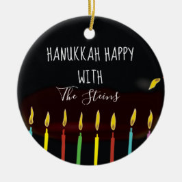 Hanukkah Happy Colorful Menorah Candles Keramik Ornament