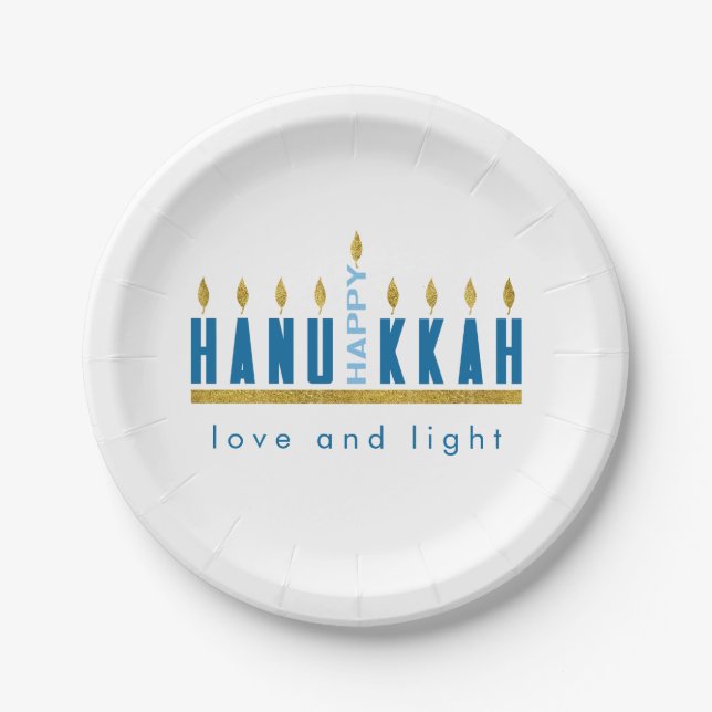 Hanukkah | Happy Hanukkah Menorah Custom Pappteller (Vorderseite)