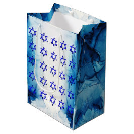 HANUKKAH HEBREW STARS Geschenktasche personalisier Mittlere Geschenktüte
