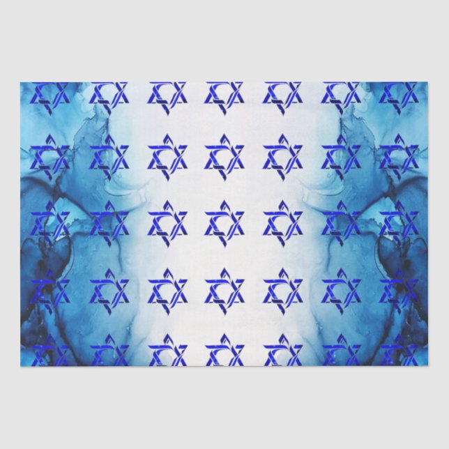 HANUKKAH HEBREW STARS Tissue Paper personalisieren Seidenpapier (Vorderseite)