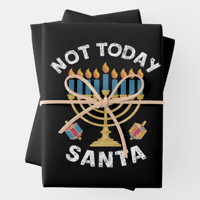 Hanukkah heute nicht Santa jüdische Chanukah Geschenkpapier Set (Beispiel)