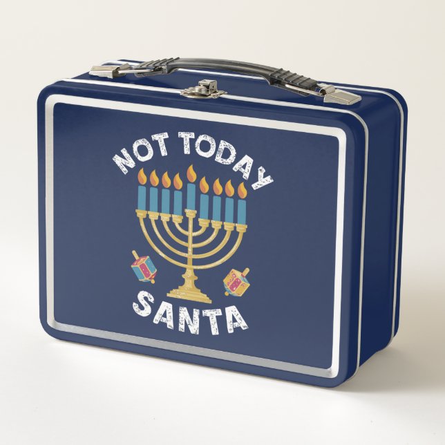 Hanukkah heute nicht Santa jüdische Chanukah Metall Brotdose (Vorderseite)