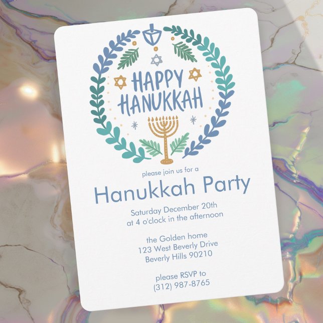 Hanukkah Holiday Party Niedlich HandGezeichnet Cus Einladung (Hanukkah Holiday Party Cute Hand-Drawn Custom Invitation
)