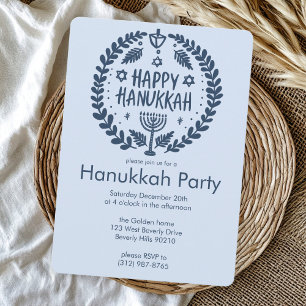Hanukkah Holiday Party Niedlich HandGezeichnet Cus Einladung