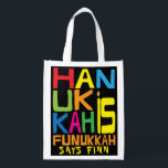 Hanukkah ist Funukkah Bag Wiederverwendbare Einkaufstasche<br><div class="desc">Hanukkah ist Funukkah, weiße, zweiseitige Tasche. Alle Designelemente können bearbeitet werden. Alle bearbeitbaren Texte können gelöscht und durch eine eigene Nachricht ersetzt werden. Verwenden Sie Ihre Lieblingsfarbe, Schriftart und Stil. Happy Hanukkah/Chanukah! Stil: Wiederverwendbare Beutel Grün gehen und retten den Planeten mit unserer wiederverwendbaren Lebensmitteltasche! Diese Tasche ist aus einem leichten...</div>