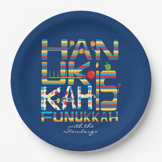 Hanukkah ist Funukkah Happy Pappteller (Vorderseite)