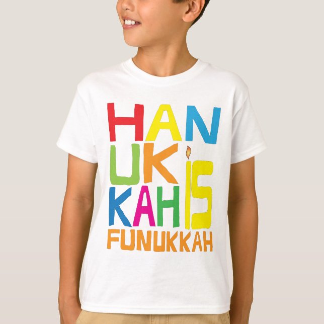"Hanukkah ist Funukkah" Kinder T - Shirt. T-Shirt (Vorderseite)