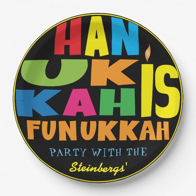Hanukkah ist Funukkah Pappteller (Vorderseite)