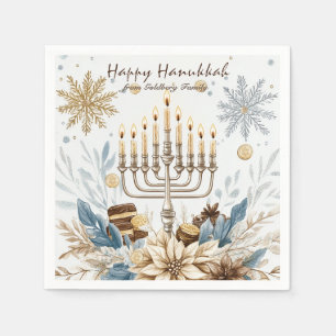 🕎 Hanukkah Joy, Aquarellfestival der Lichter Serviette