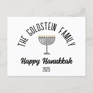 Hanukkah Jüdische Chanuka Personalisiert Familienn Feiertagspostkarte
