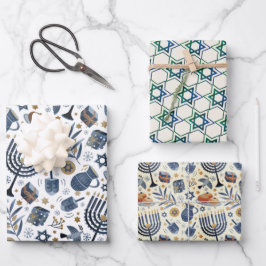 Hanukkah Jüdische Feiertage Klassische rustikale S Geschenkpapier Set