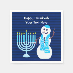 Hanukkah Jüdische Schneemann Blau Menorah Party De Serviette