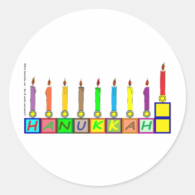 Hanukkah Kinderblocksteine menorah Runder Aufkleber (Vorderseite)