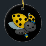 Hanukkah Ladybug Keramik Ornament<br><div class="desc">Cute Hanukkah Ladybug in a cap with a dreidel.</div>