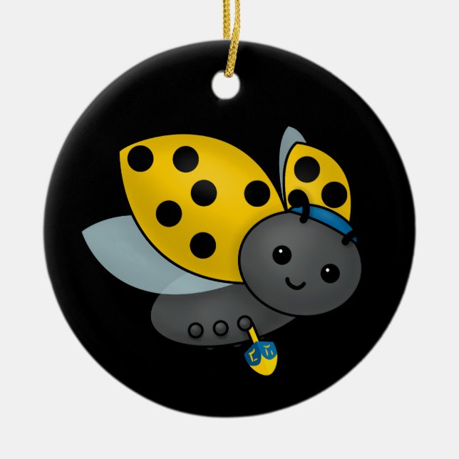 Hanukkah Ladybug Keramik Ornament (Vorne)