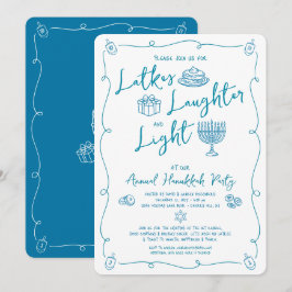 Hanukkah Latke Laughter Light Whimsical Fun Doodle Einladung