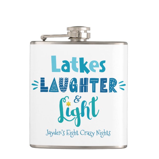 Hanukkah Latkes Laghter Light Funny Individuelle N Flachmann (Vorderseite)