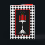 Hanukkah-Liebe Karte<br><div class="desc">Diese meist schwarz-weiß-rot-stilisierte hanukkiah zeigt in dieser fröhlichen Jahreszeit ein niederbogenfarbenes,  großes zentrales Flammenstrahlungslicht. Das Innere ist für Ihr Schreibgenuss begrenzt und koordiniert. Chag Chanukkah SameaCh! ~ Karyn</div>