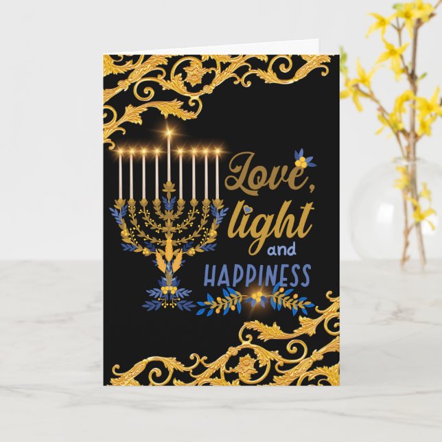 Hanukkah Liebe, Licht und Glück Karte (Gelbe Blume)