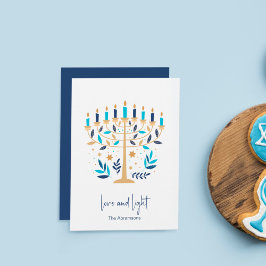 Hanukkah Liebe & Light Floral Menorah Card Einladung