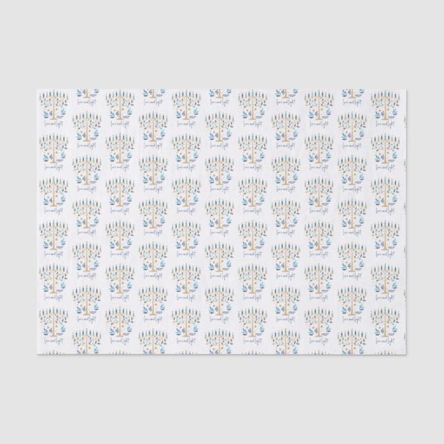 Hanukkah Liebe & Light Floral Menorah Seidenpapier (Vorderseite)