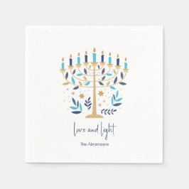 Hanukkah Liebe & Light Floral Menorah Serviette