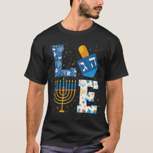 Hanukkah-Liebe mit Menora für jüdisches Weihnachte T-Shirt