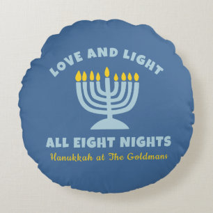 Hanukkah "Liebe und Licht" Personalisiertes jüdisc Rundes Kissen