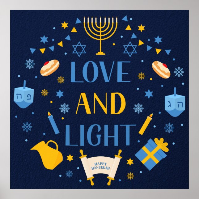 Hanukkah Liebe und Lichtplakat Poster (Vorne)