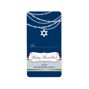 Hanukkah Light Glitzern Strands Holiday Gift Tag Adressaufkleber