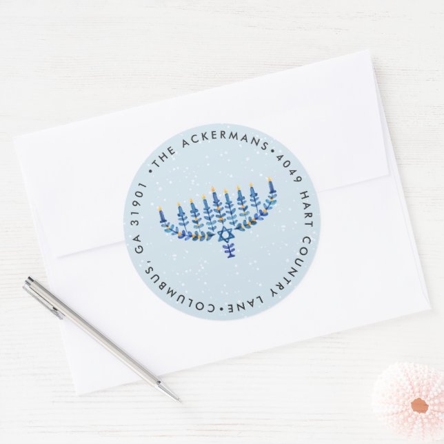 Hanukkah Lights Rücksendeadresse Sticker (Umschlag)
