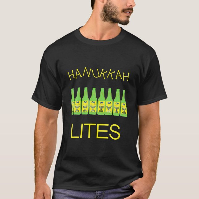 Hanukkah Lites Funny Jewish Ber Drinkers T-Shirt (Vorderseite)
