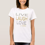 Hanukkah "Live Laugh Liebe a Latke" Gold/Silver To T-Shirt<br><div class="desc">Hanukkah "Live Laugh Liebe a Latke" Gold/Silver TopChoose aus über 155 Shirt Stilen und Größen für dieses Design.Stil: Frauen Bella Leinwand Flowy Circle TopFühlen Sie den Fluss in der offenen Halskette Bella Flowy Top.Die richtige Stilmischung aus lässig und sexy, dieses Top fühlt sich gut an und sieht gut aus. Relaxte,...</div>