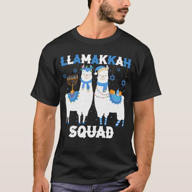 Hanukkah Llama Christmas Happy Llamakah Squad Cute T-Shirt (Vorderseite)