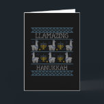 Hanukkah - Llamazing Hanukkah Karte<br><div class="desc">Sie sind jüdisch und feiern Hanukkah mit dem Kerzenhalter Hanukkah und dem Würfel Dreidl? Dann zeigen Sie jüdische Religion mit diesem phantastischen Hanukkah Wortspiel mit hübschen Lamas.</div>