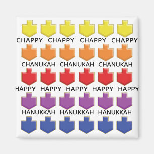 Hanukkah Magnet Square 3D Dreidels