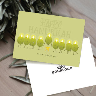Hanukkah-Menora Oliven Grünes Firmenlogo Feiertagskarte