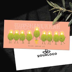 Hanukkah-Menora Oliven Logo-Karte der Peach Comp